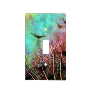Pastel Peacock Feathers Light Switch Cover