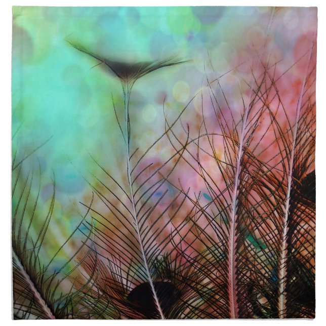 Pastel Peacock Feathers Napkin (Front)