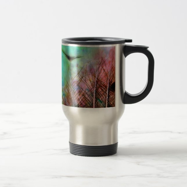 Pastel Peacock Feathers Travel Mug (Right)