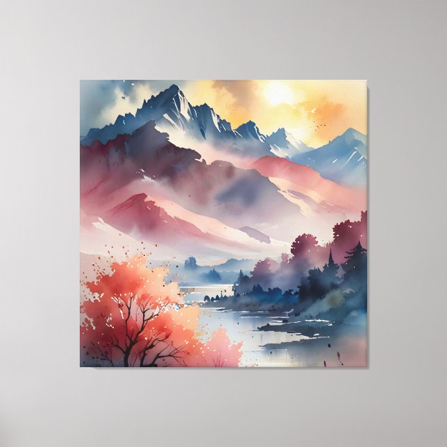 Pastel Peaks and Calm Waters Canvas Print (Front)