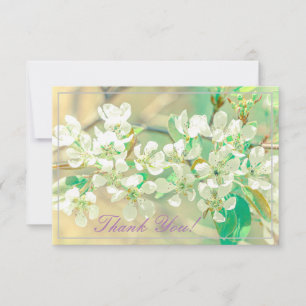 Pastel Pear Tree Blossoms Thank You Flat Card