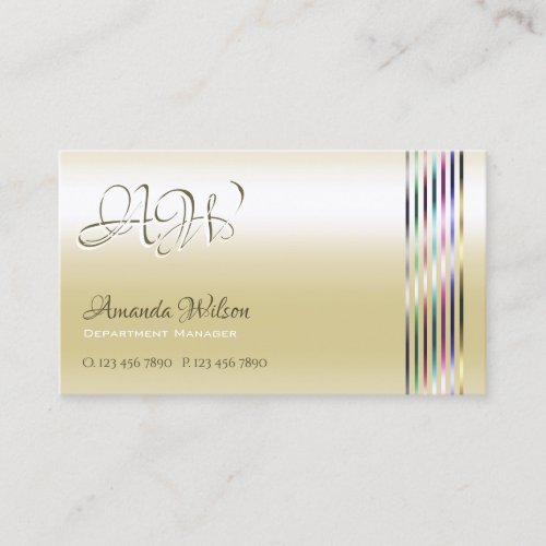 Pastel Pearl Cream Shimmery Effects with Initials Business Card