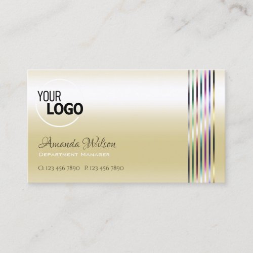 Pastel Pearl Cream Shimmery with Logo and Initials Business Card