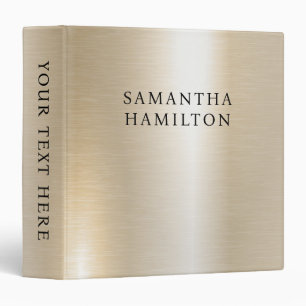 Pastel Pearl Gold Glam Metallic Look Stylish Serif 3 Ring Binder
