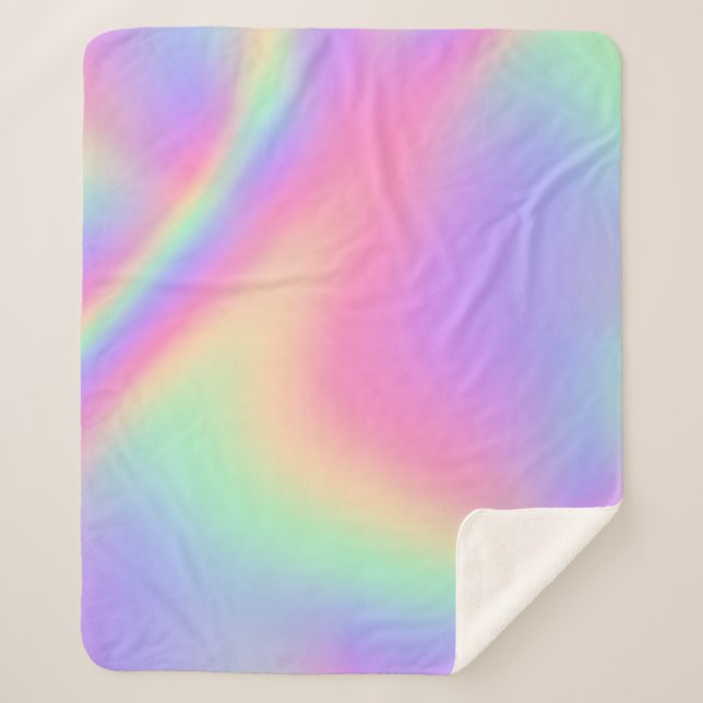 pastel pearl holographic sherpa blanket (Front)