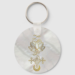 Pastel Pearl Unalome Lotus Symbol Keychain