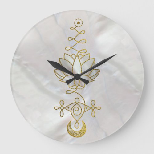Pastel Pearl Unalome Lotus Symbol Large Clock