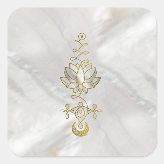 Pastel Pearl Unalome Lotus Symbol Square Sticker (Front)