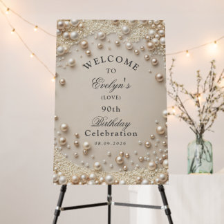 Pastel Pearls with Diamonds Birthday Welcome Foam Board