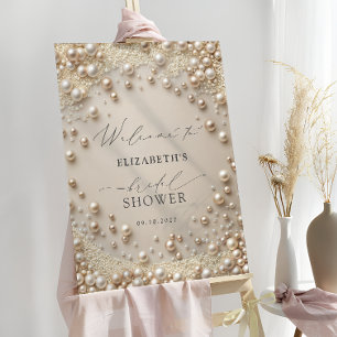 Pastel Pearls with Diamonds Bridal Shower Welcome Foam Board