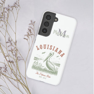 Pastel Pelican Louisiana State Initial Name Samsung Galaxy S22 Case
