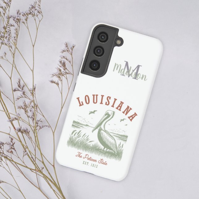 Pastel Pelican Louisiana State Initial Name Samsung Galaxy Case (Creator Uploaded)