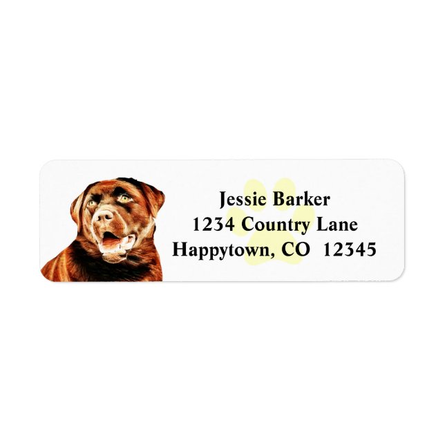Pastel Pencil Chocolate Lab Return Address Label (Front)
