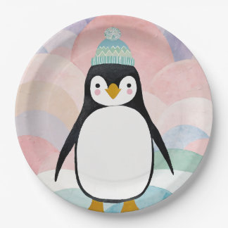 Pastel Penguin Peak Paper Plates