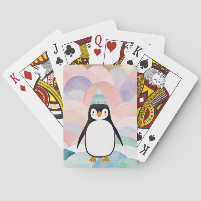 Pastel Penguin Peak Poker Cards (Back)