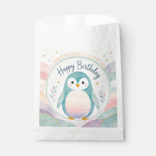 Pastel Penguin Rainbow Birthday Celebration Favor Bag