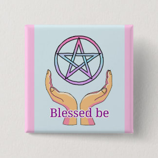 Pastel Pentacle "Blessed be" Pentagram Pinback Button