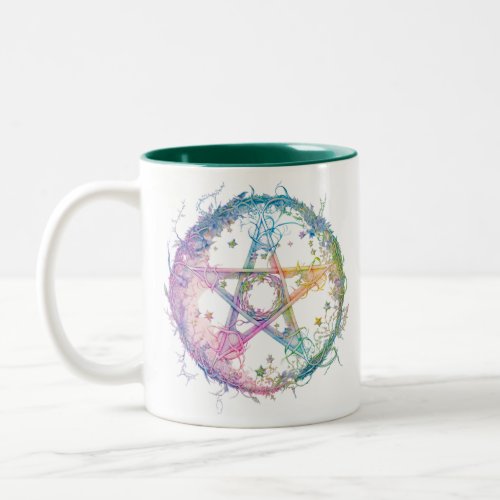 Pastel Pentagram Pagan Wiccan Witchcraft Halloween Two_Tone Coffee Mug