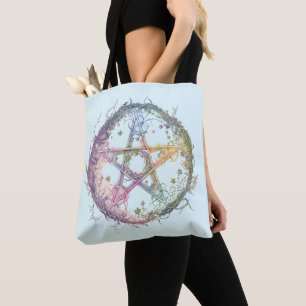 Pastel Pentagram Witch Pagan Wiccan Halloween Tote Bag