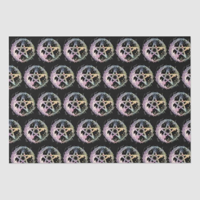 Pastel Pentagram Witchcraft Black Halloween Tissue Paper (Front)