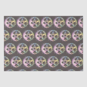 Pastel Pentagram Witchcraft Dark Gray Halloween Tissue Paper
