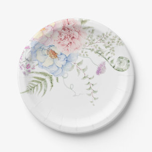 Pastel Peonies Bouquet Paper Plates