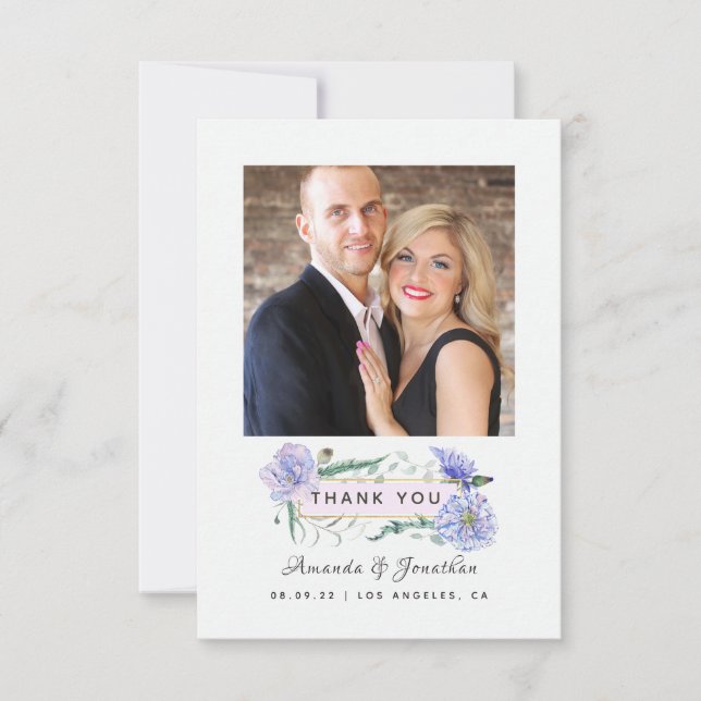 Pastel Peonies Floral Wedding Thank You Card (Front)
