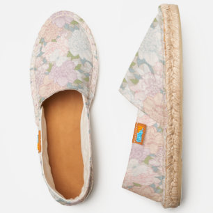 Pastel Peony & Butterfly Flower Pattern Espadrilles