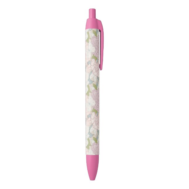 Pastel Peony & Butterfly Flower Pattern Pen (Bottom (Vertical))