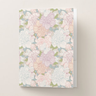 Pastel Peony & Butterfly Flower Pattern Pocket Folder