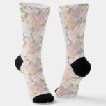 Pastel Peony &amp; Butterfly Flower Pattern Socks