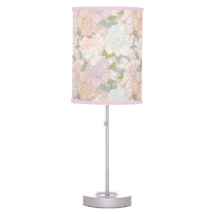 Pastel Peony & Butterfly Flower Pattern Table Lamp