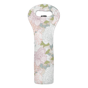 Pastel Peony & Butterfly Flower Pattern Wine Bag