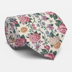 Pastel Peony Floral Neck Tie