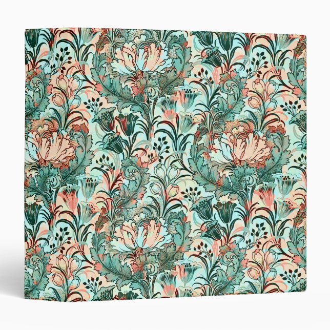 Pastel Peony Tulip Crocus William Morris Pattern 3 Ring Binder (Front/Spine)