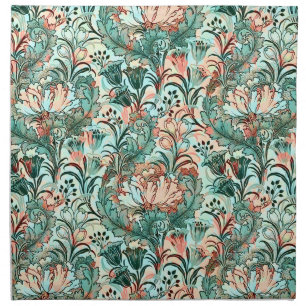 Pastel Peony Tulip Crocus William Morris Pattern Cloth Napkin