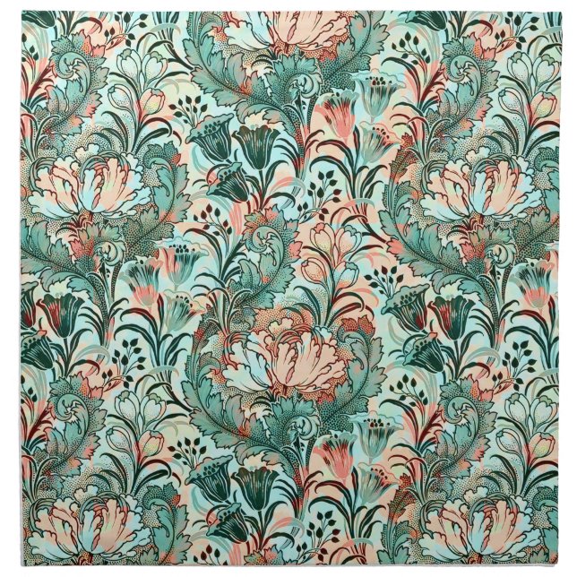 Pastel Peony Tulip Crocus William Morris Pattern Cloth Napkin (Front)
