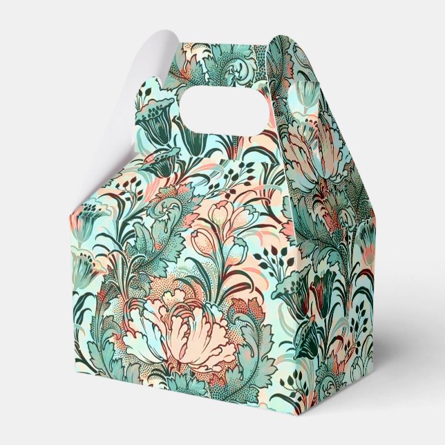 Pastel Peony Tulip Crocus William Morris Pattern Favor Boxes (Front Side)