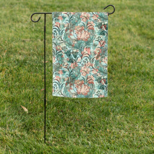 Pastel Peony Tulip Crocus William Morris Pattern Garden Flag