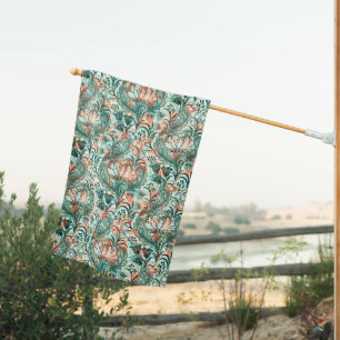 Pastel Peony Tulip Crocus William Morris Pattern House Flag