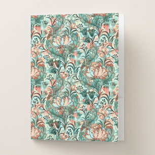 Pastel Peony Tulip Crocus William Morris Pattern Pocket Folder