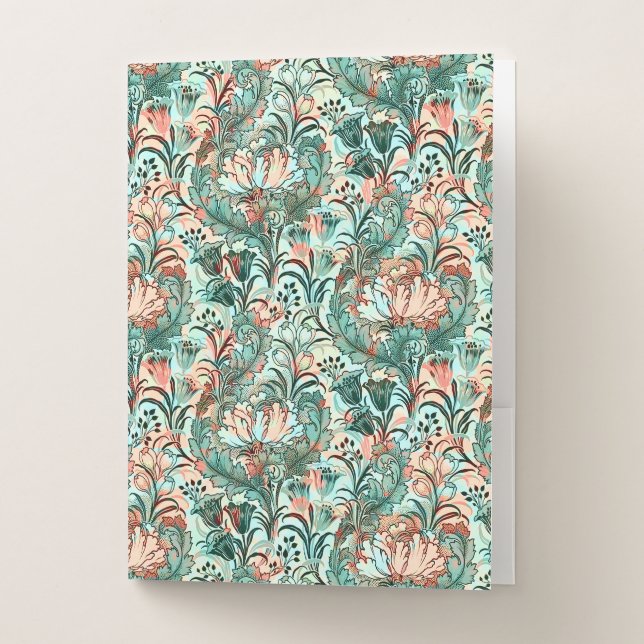 Pastel Peony Tulip Crocus William Morris Pattern Pocket Folder (Front)