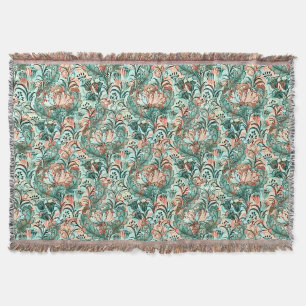 Pastel Peony Tulip Crocus William Morris Pattern Throw Blanket