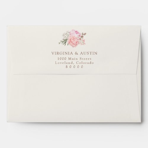 Pastel Peony Wedding Envelope