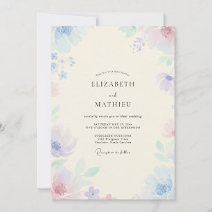 Pastel Periwinkle Wildflower Wedding Invitation