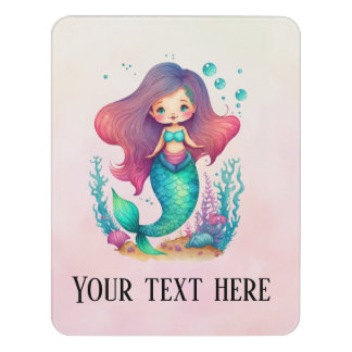 Pastel personalized mermaid door sign