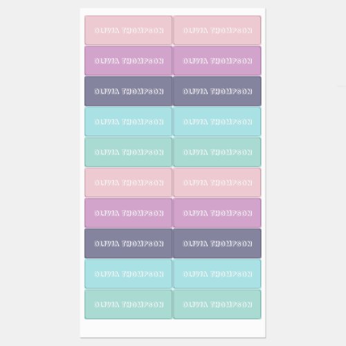 Pastel Personalized Name School Lunch and Clothing Kids Labels