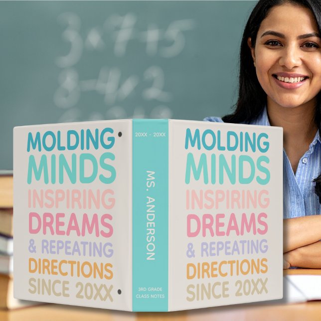 Pastel Personalized Teacher Quote Class Notes 3 Ring Binder (Creator Uploaded)