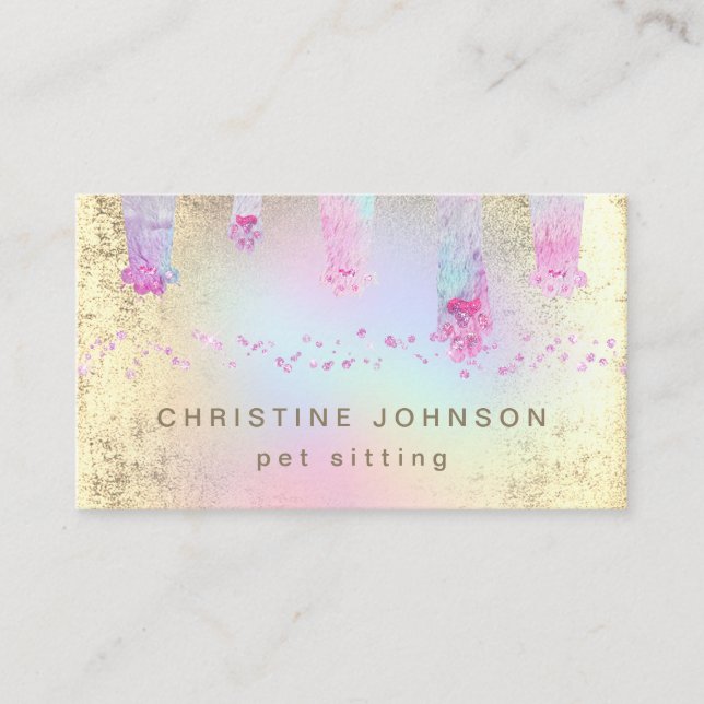 pastel pet paws logo business card (Front)