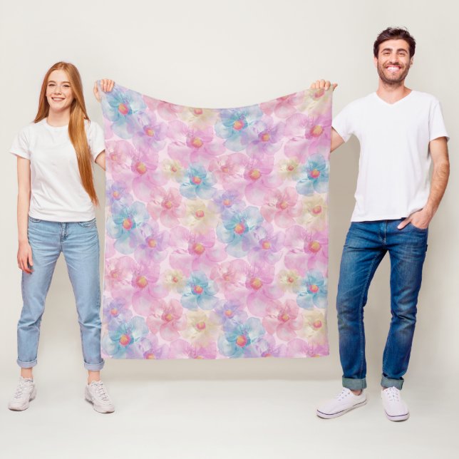 Pastel Petal Bloom Fleece Blanket (In Situ)